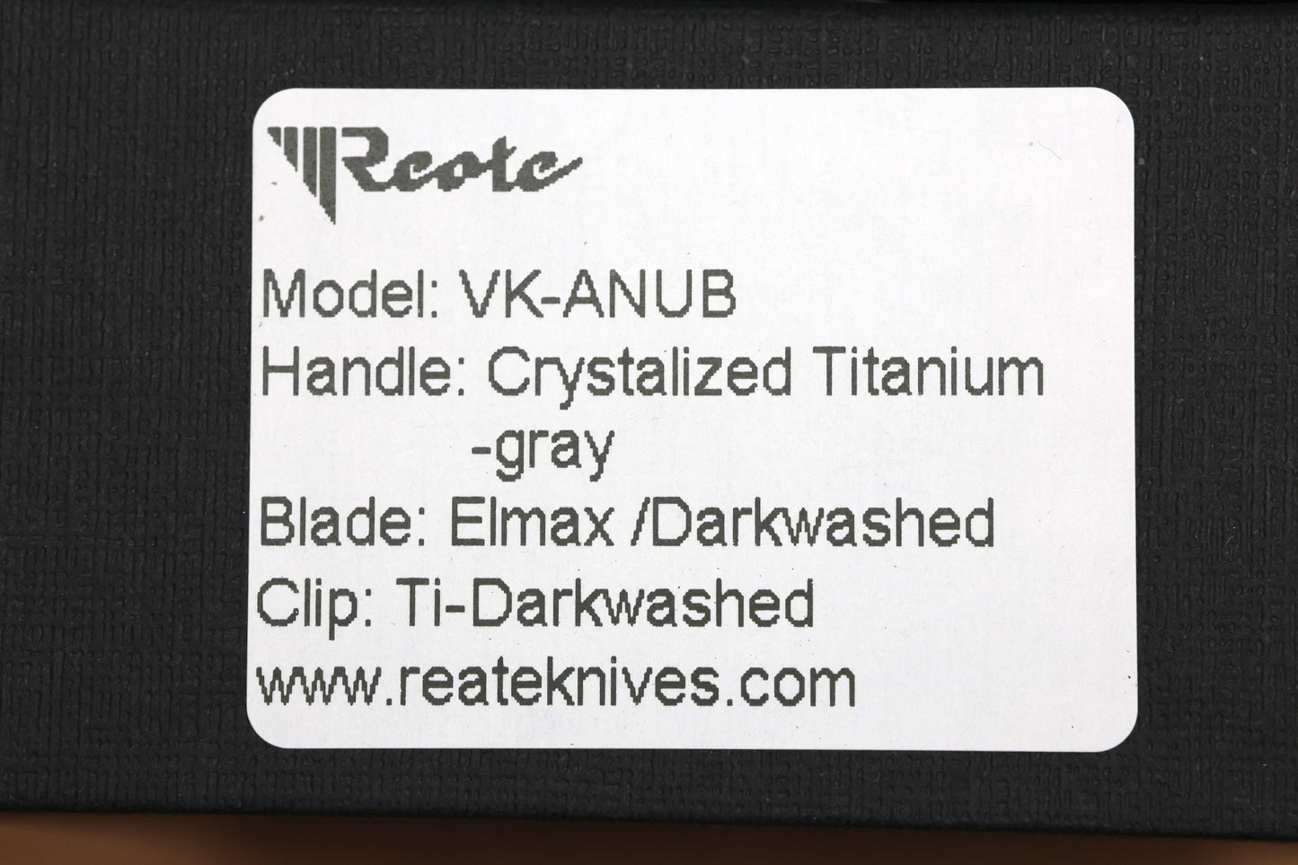 REATE KNIVES VULPEX VK ANUB CRYSTALIZED TITANIUM HANDLE - DARKWASHED ELMAX BLADE