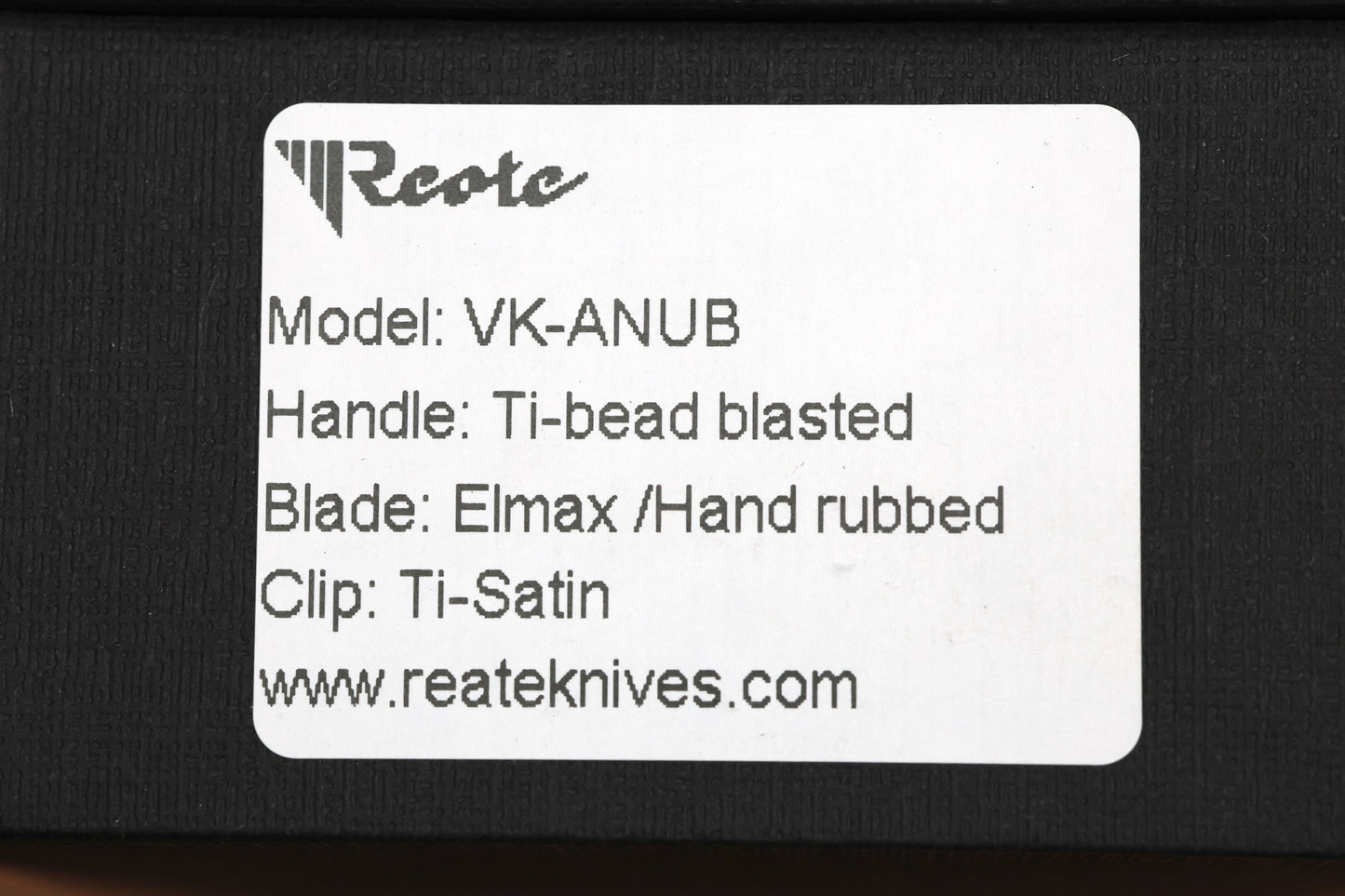 REATE KNIVES VULPEX VK ANUB BLASTED TITANIUM HANDLE - HAND SATIN ELMAX BLADE