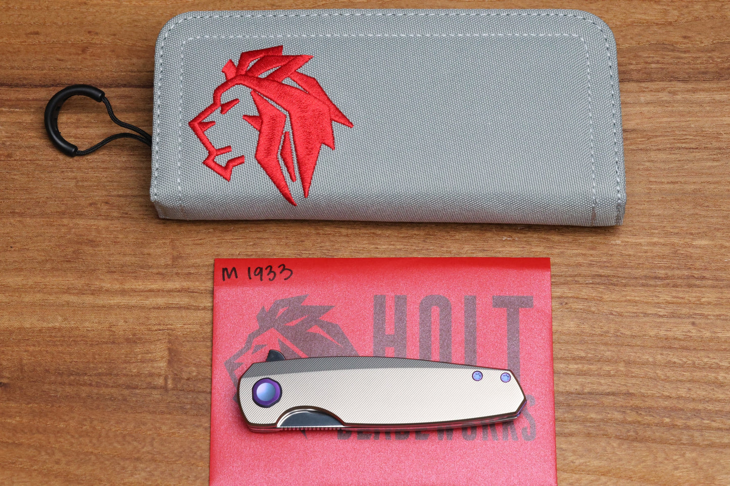 HOLT BLADEWORKS MORPHEUS PINSTRIPE TITANIUM UDDEHOLM VANAX SUPERCLEAN NEAR MIRROR BLADE #1933