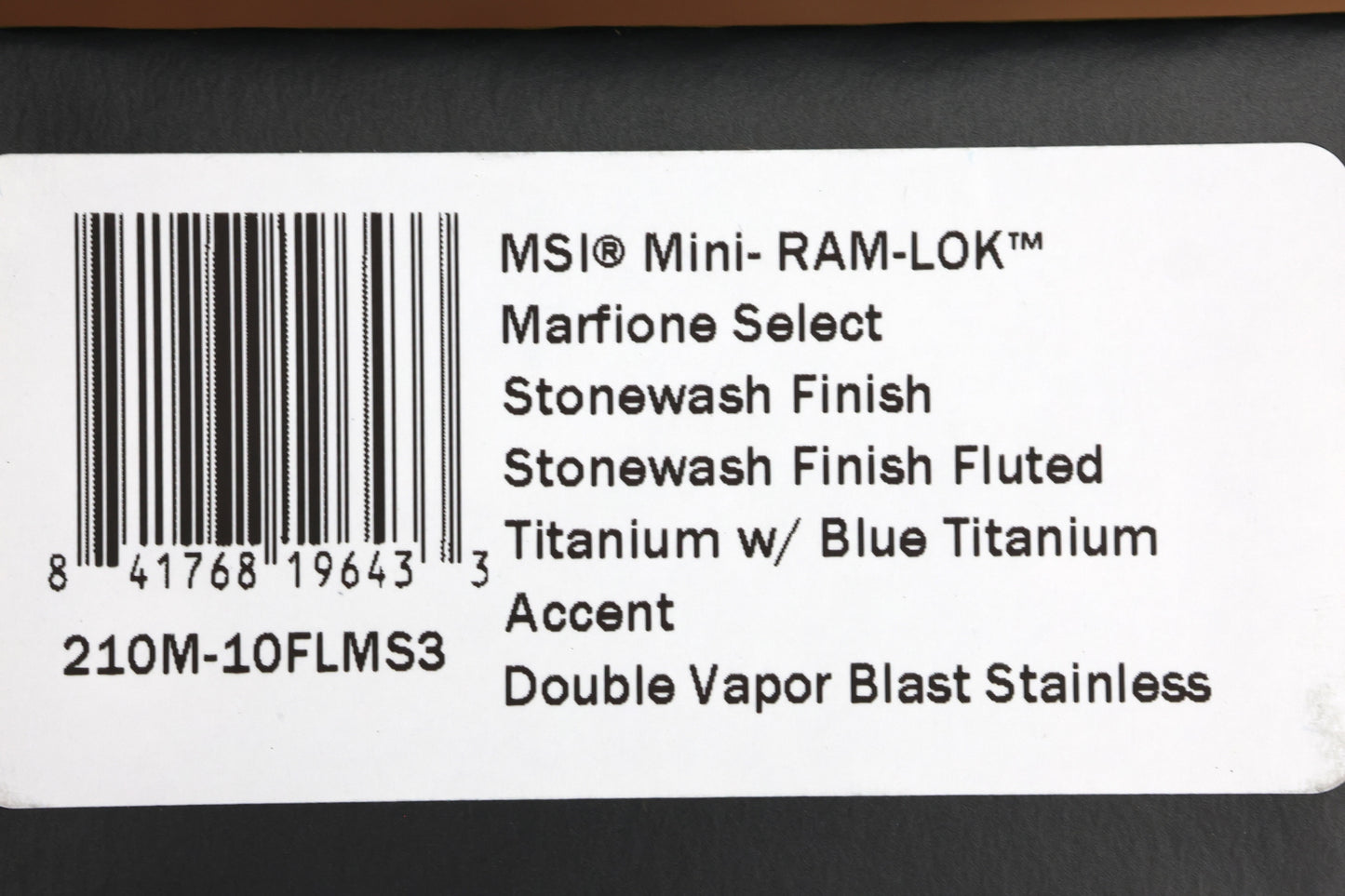 MICROTECH MARFIONE SELECT MSI RAM LOK MINI FLUTED TITANIUM HANDLES W/ DOUBLE VAPOR ACCENTS & BLUE ACCENTS & STONEWASH M390MK 210M-10FLMS3