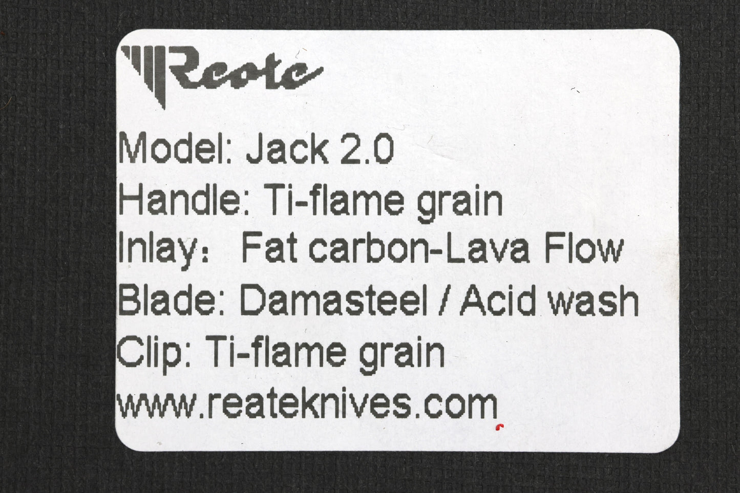 REATE KNIVES JACK 2.0 INTEGRAL RED FAT CARBON INLAY WITH DAMASTEEL BLADE