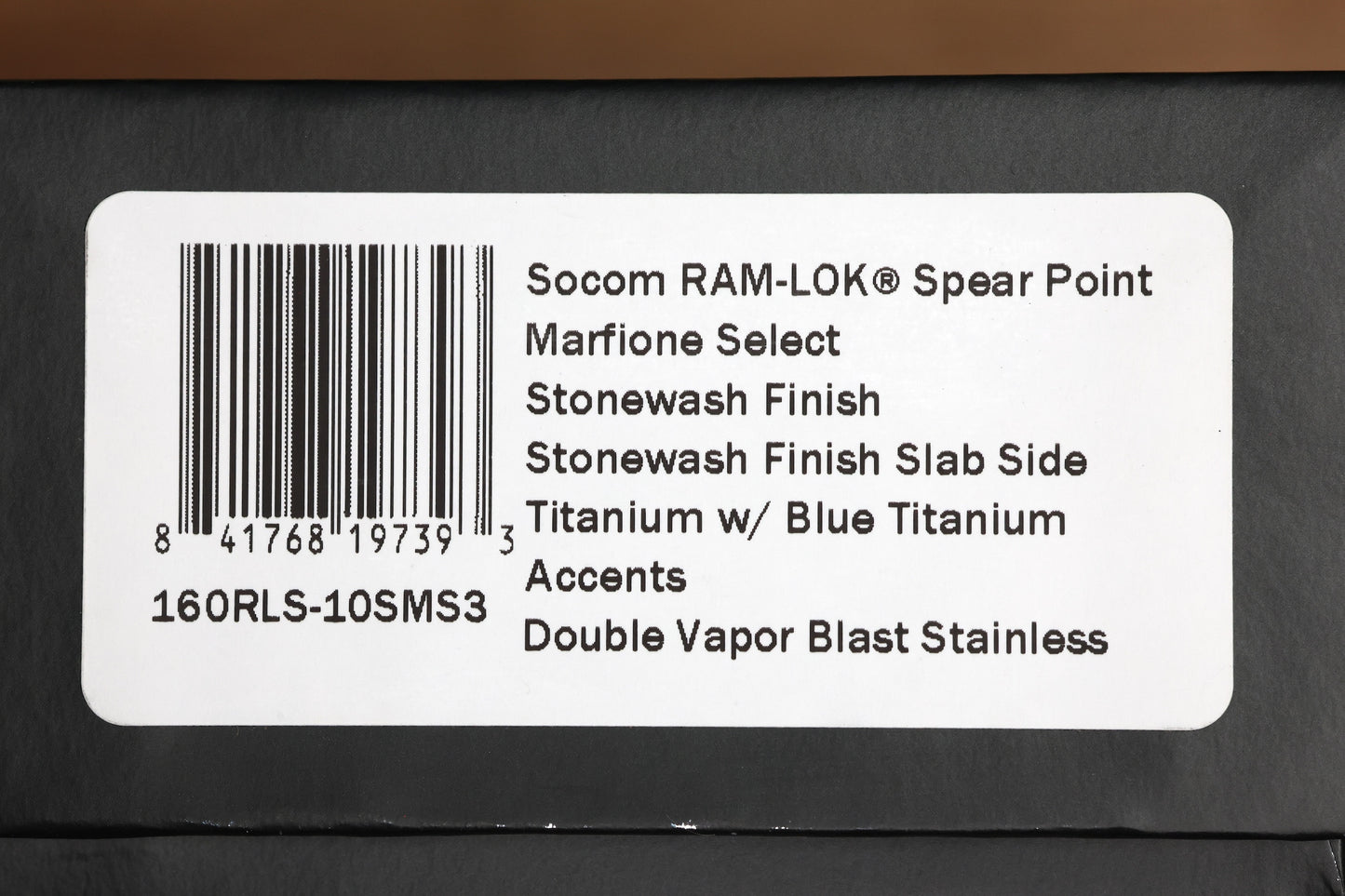 MICROTECH MARFIONE SELECT SOCOM RAM-LOK TITANIUM SLAB SIDE HANDLES W/ BLUE ACCENTS & SPEAR POINT STONEWASH M390MK 160RLS-10SMS3