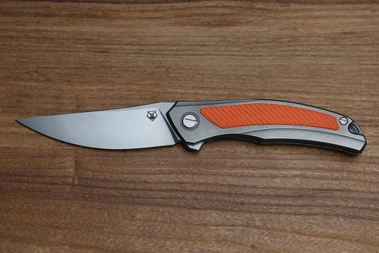 SHIROGOROV URSUS QUANTUM – CROMAX PM BLADE – TITANIUM HANDLE – ORANGE G10 INLAY – SRB