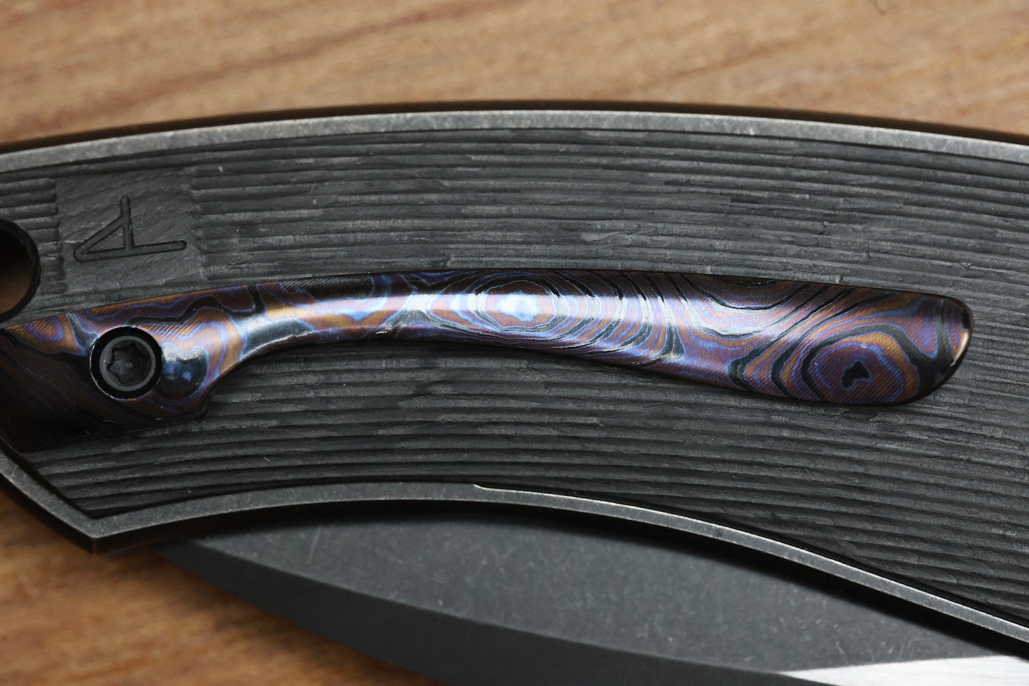 CUSTOM KNIFE FACTORY DAVLESS CARBON FIBER & ZIRCUTI W/ TWO TONE BLACKWASH S90V