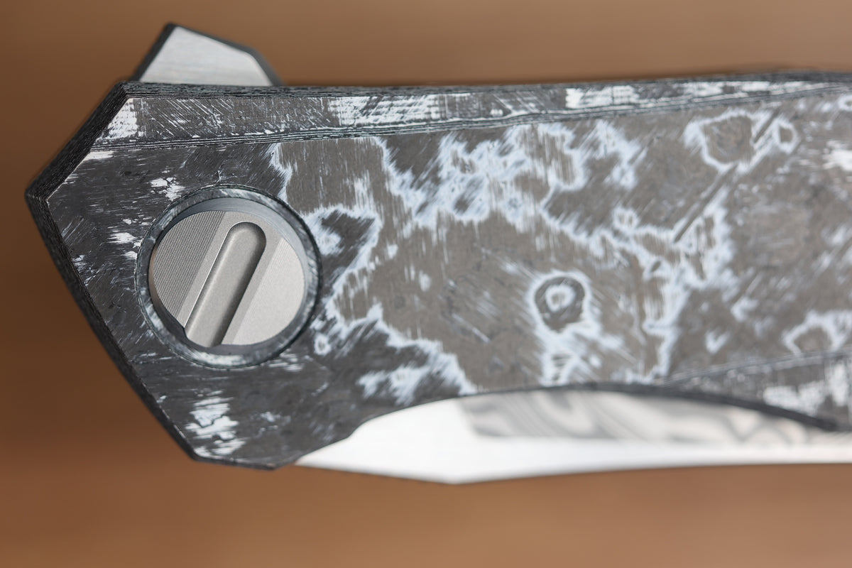 SHIROGOROV KNIVES QUANTIUM WKM - TITANIUM/WHITE CARBOTI HANDLE - ZDI-E BLADE - MRBS (PREOWNED)