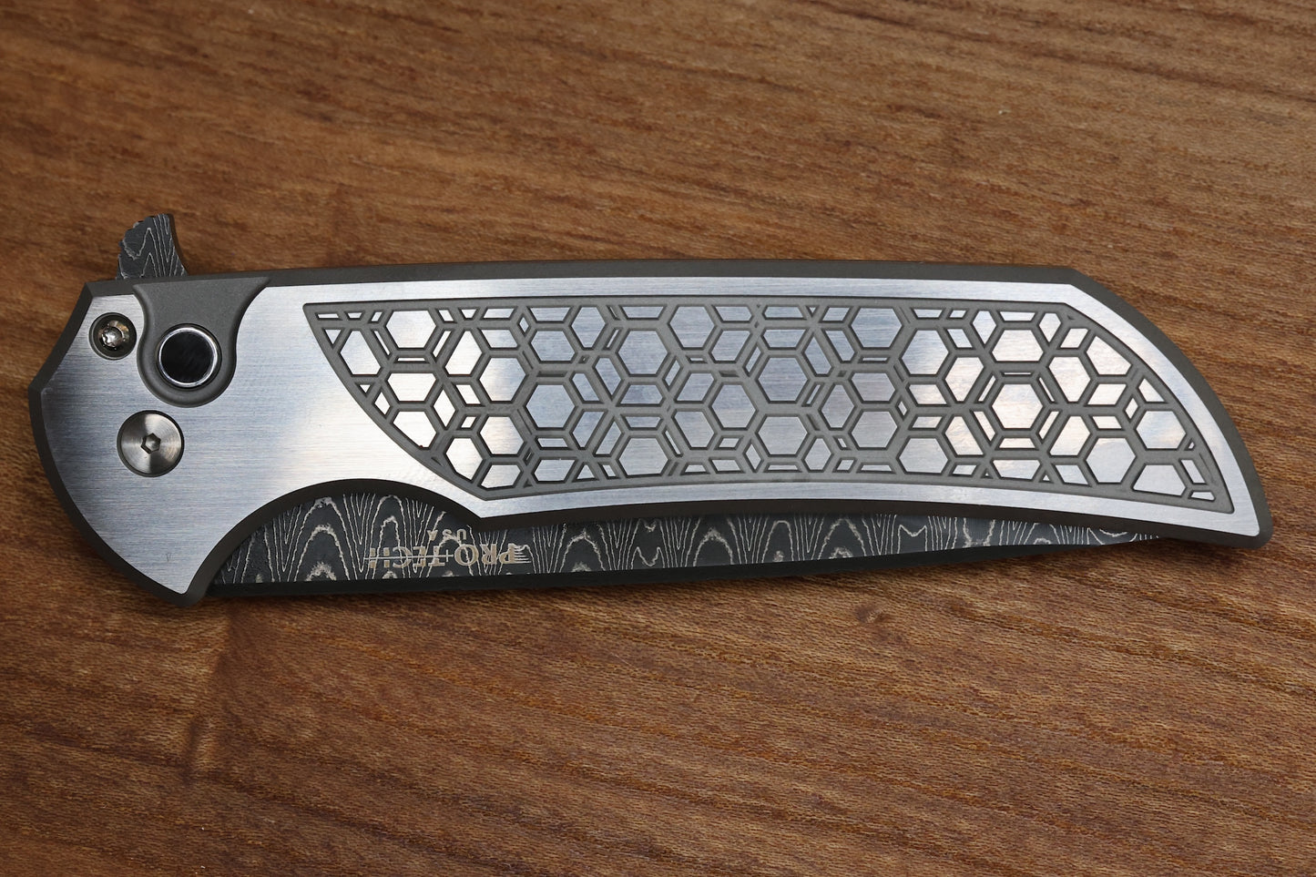 PRO-TECH MORDAX STAINLESS GRIDLOCK HANDLE & DAMASCUS MX101 2024 CUSTOM 003