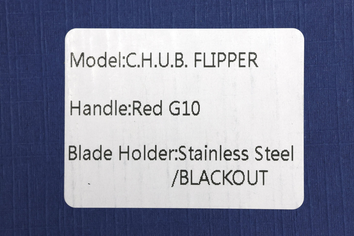 CHAVES KNIVES BLUE LABEL CHUB FLIPPER LINER LOCK KNIFE RED G10 1" UTILITY BLADE BLACKOUT