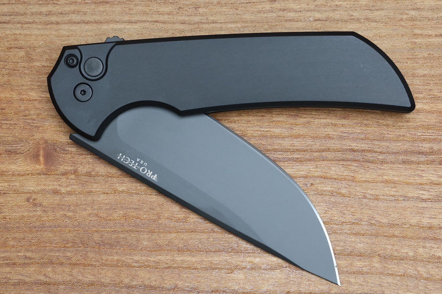 PRO-TECH MORDAX DROP POINT BUTTON LOCK KNIFE BLACK ALUMINUM - 3.5" DLC S45VN