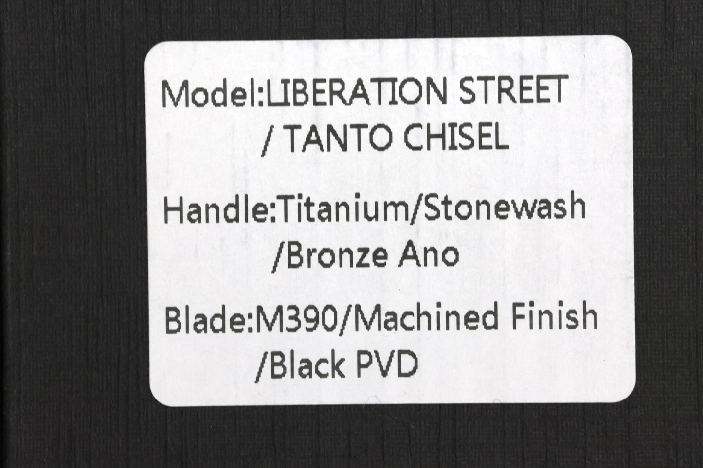 CHAVES EXCLUSIVE INTEGRAL LIBERATION STREET BRONZE ANO - PVD M390 TANTO CHISEL GRIND