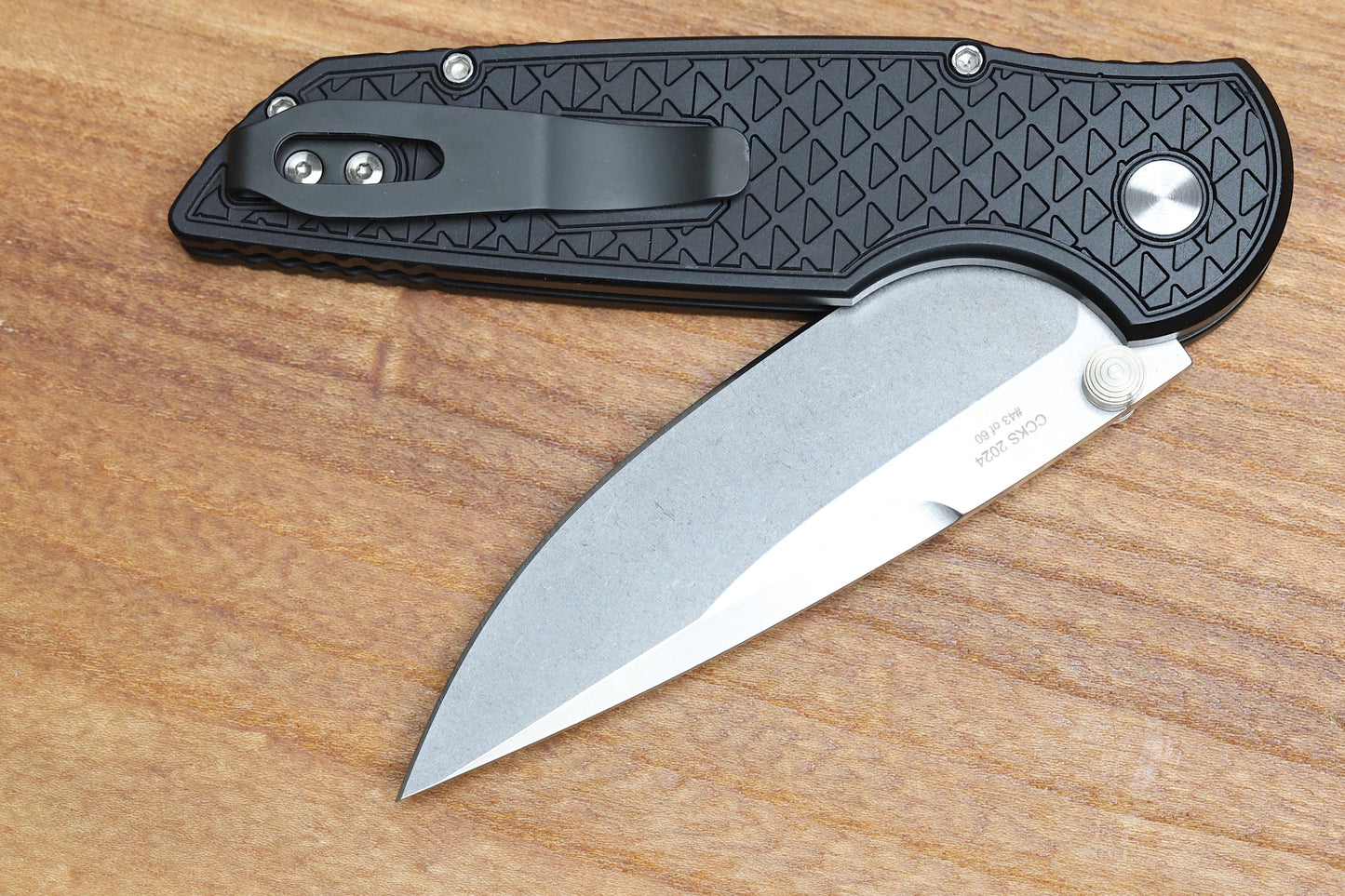 PRO-TECH TR-3 INTEGRITY BUTTON LOCK RELIC TEXTURED BLACK HANDLE STONEWASH BLADE 2024 CCKS FALL INT105