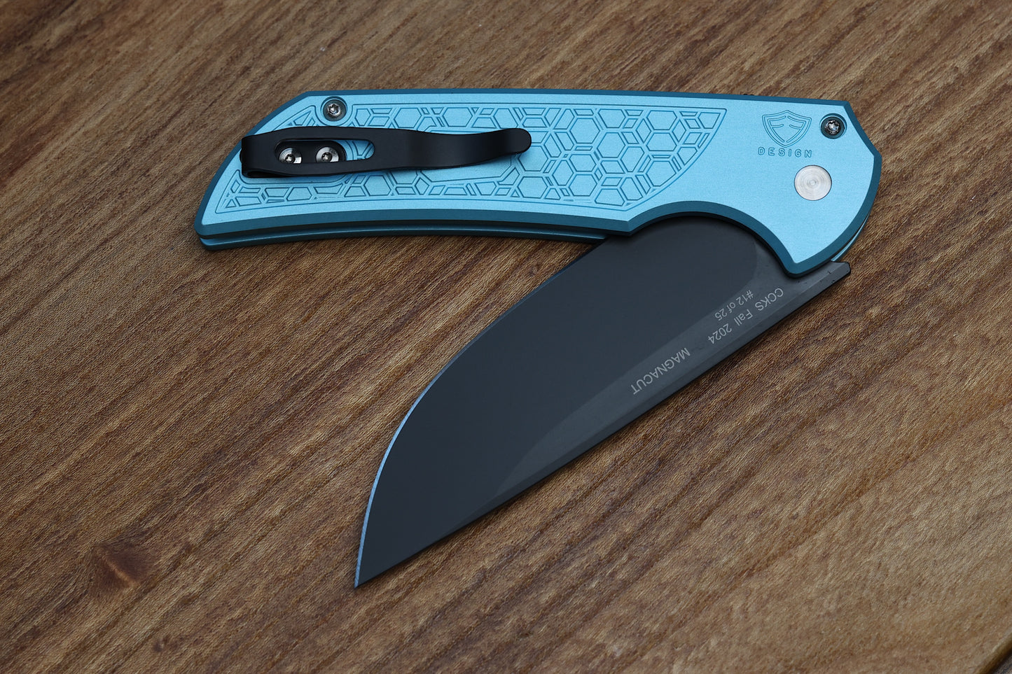 PRO-TECH MORDAX T-BLUE GRIDLOCK ALUMINUM HANDLE - CCKS FALL 2024 BLACK DLC MAGNACUT BLADE
