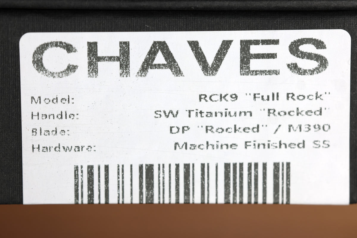 CHAVES KNIVES RCK9 FULL ROCKED TITANIUM STONEWASH 3.25" DROP POINT M390