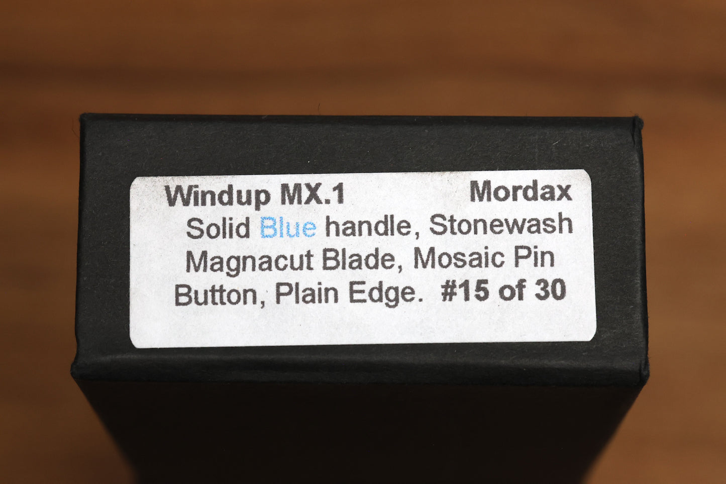 PRO-TECH MORDAX WINDUP MX.1 BLUE ALUMINUM HANDLE BUTTON LOCK STONEWASH MAGNACUT