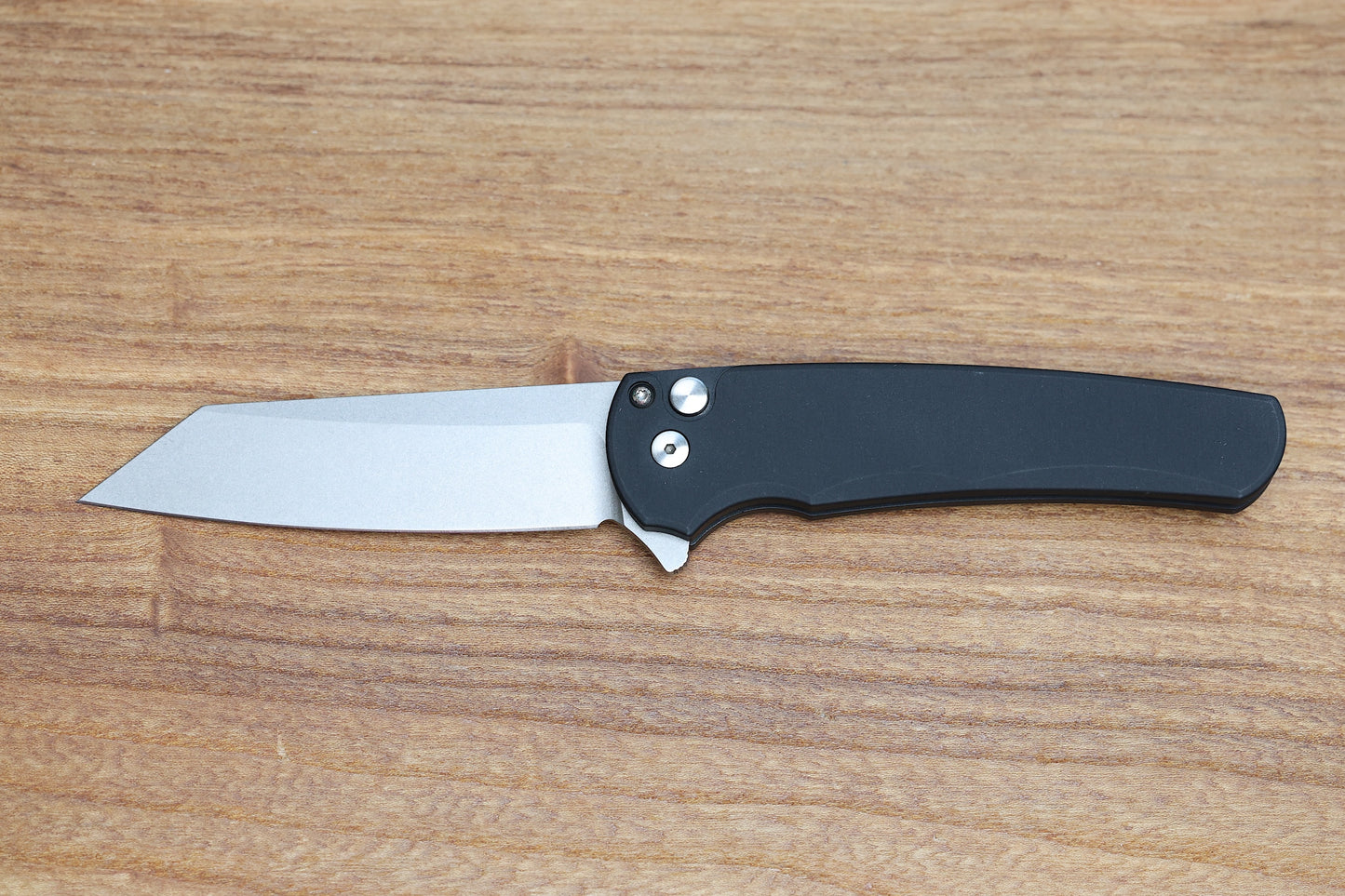 PRO-TECH MALIBU SMOOTH BLACK HANDLE & STONEWASH 20CV REVERSE TANTO BLADE 5201