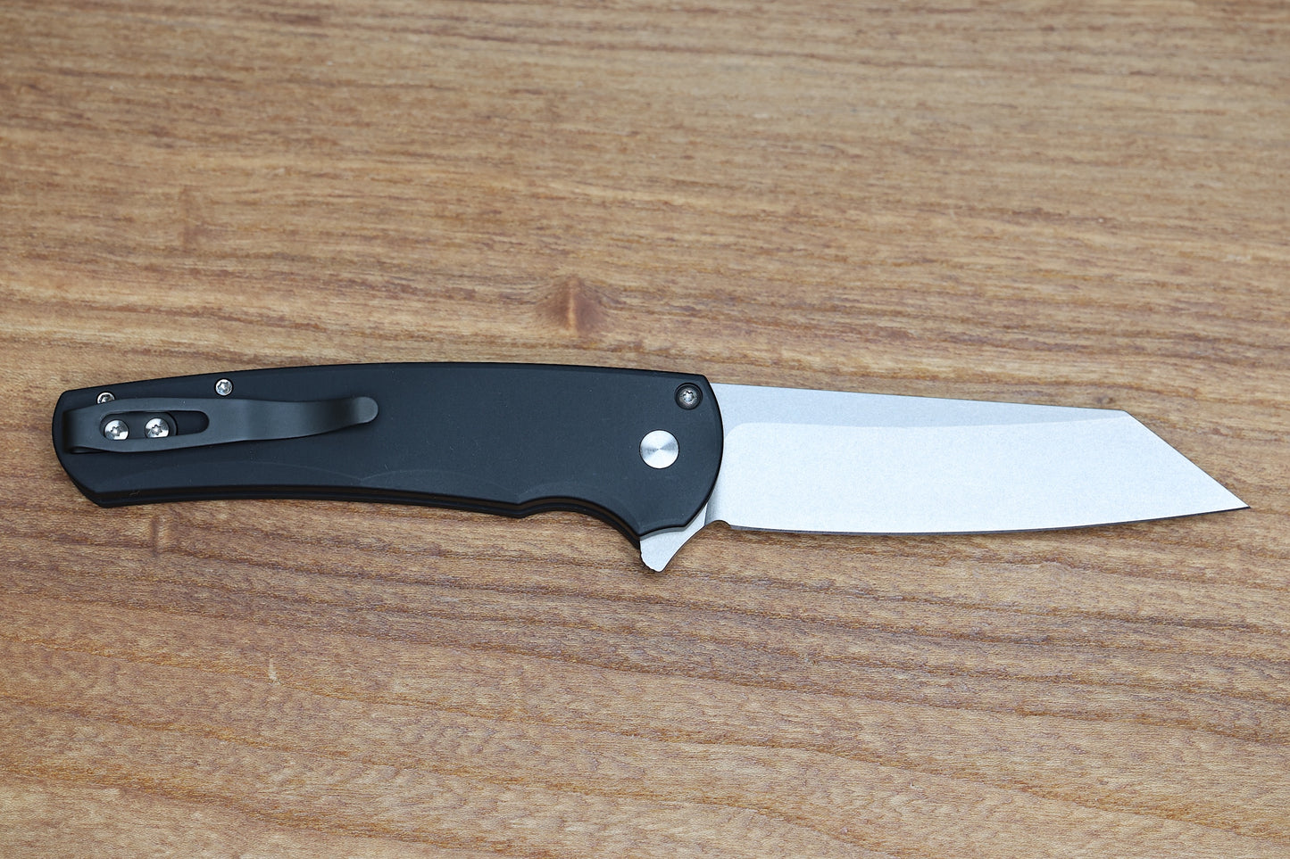 PRO-TECH MALIBU SMOOTH BLACK HANDLE & STONEWASH 20CV REVERSE TANTO BLADE 5201
