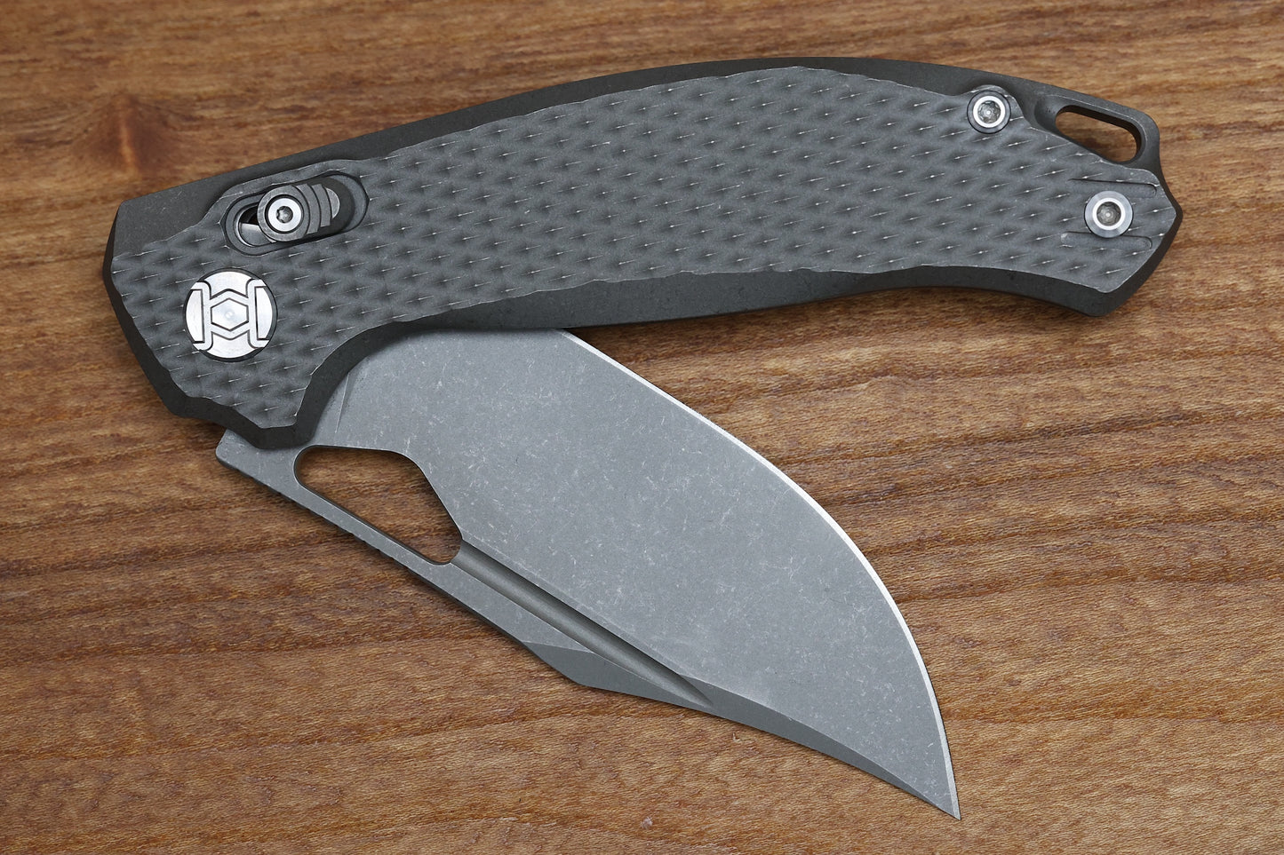 KUNWU KNIVES DJANGO STONEWASH DIAMOND TI HANDLES & STONEWASH ELMAX