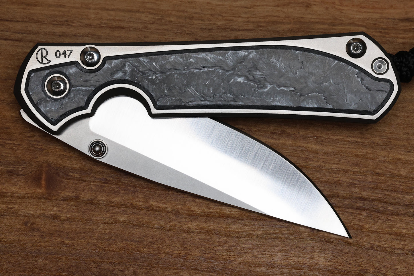CHRIS REEVE LARGE & SMALL SEBENZA 31 NUMBERED MATCHED SET - WHITE CARBOTI INLAY - POLISHED DROP POINT CPM MAGNACUT BLADE - SILVER DOUBLE LUGS