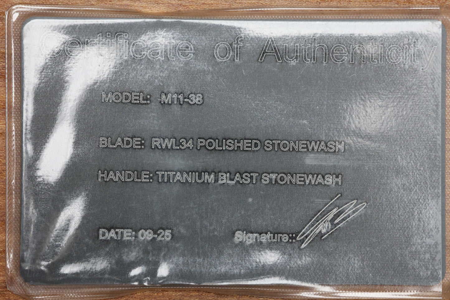 SHARKNIVCO M11-38 BLASTED STONEWASH TITANIUM HANDLE POLISHED STONEWASH RWL34 BLADE