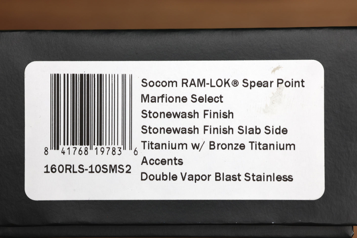 MICROTECH MARFIONE SELECT SOCOM RAM-LOK SPEAR POINT STONEWASH SLAB SIDE TITANIUM W/BRONZE TI ACCENT 160RLS-10SMS2