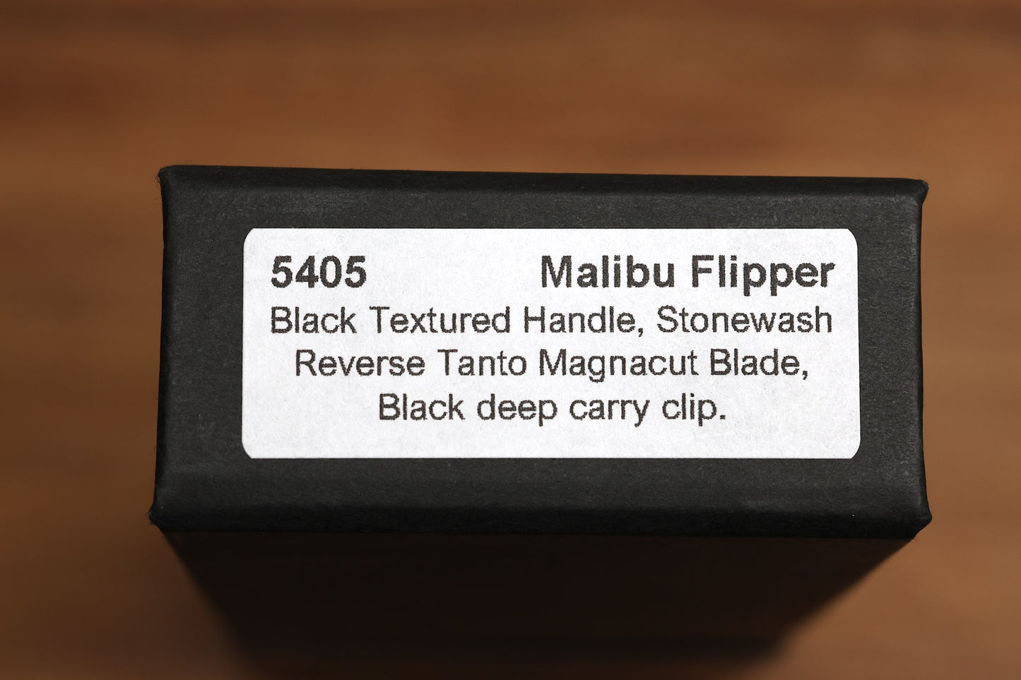 PRO-TECH MALIBU TEXTURED BLACK HANDLE & STONEWASH MAGNACUT REVERSE TANTO BLADE 5405