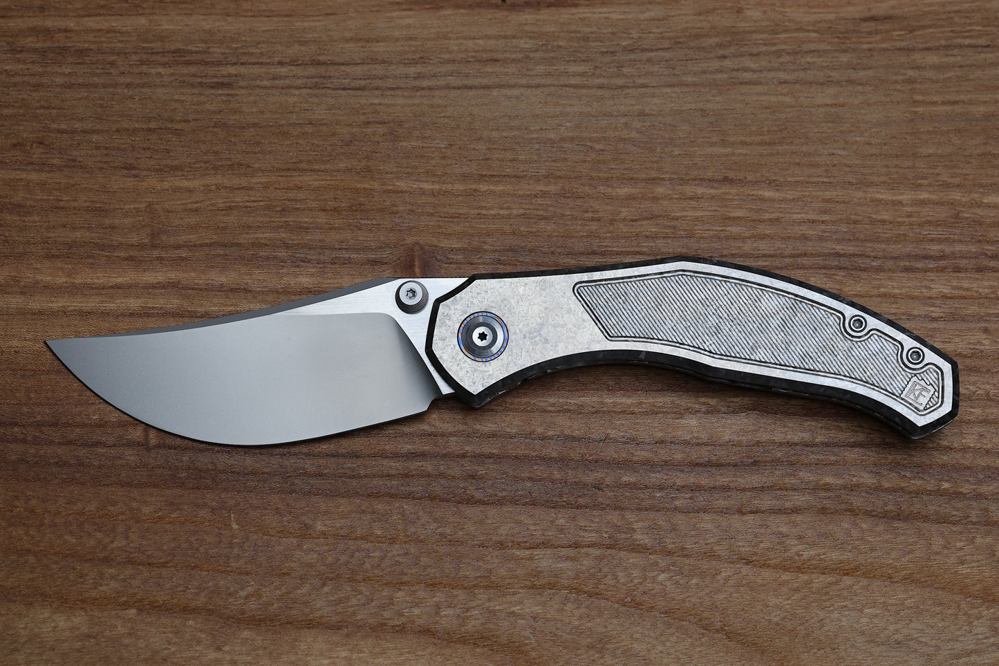 CUSTOM KNIFE FACTORY BLAVA MILLED CRYSTAL TITANIUM & CKF WASH M398