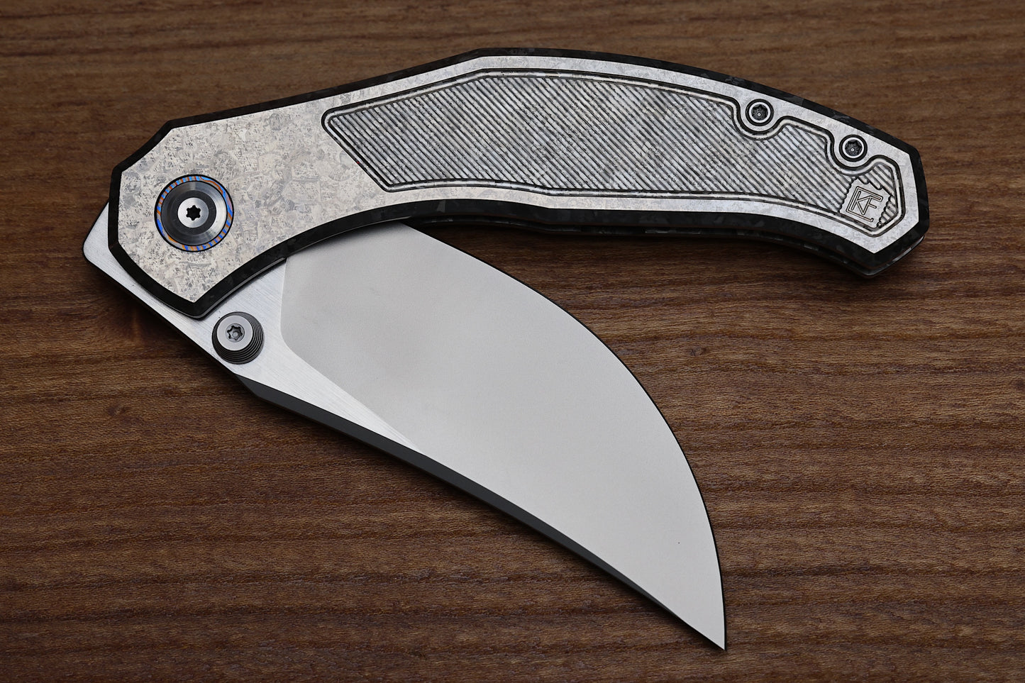 CUSTOM KNIFE FACTORY BLAVA MILLED CRYSTAL TITANIUM & CKF WASH M398