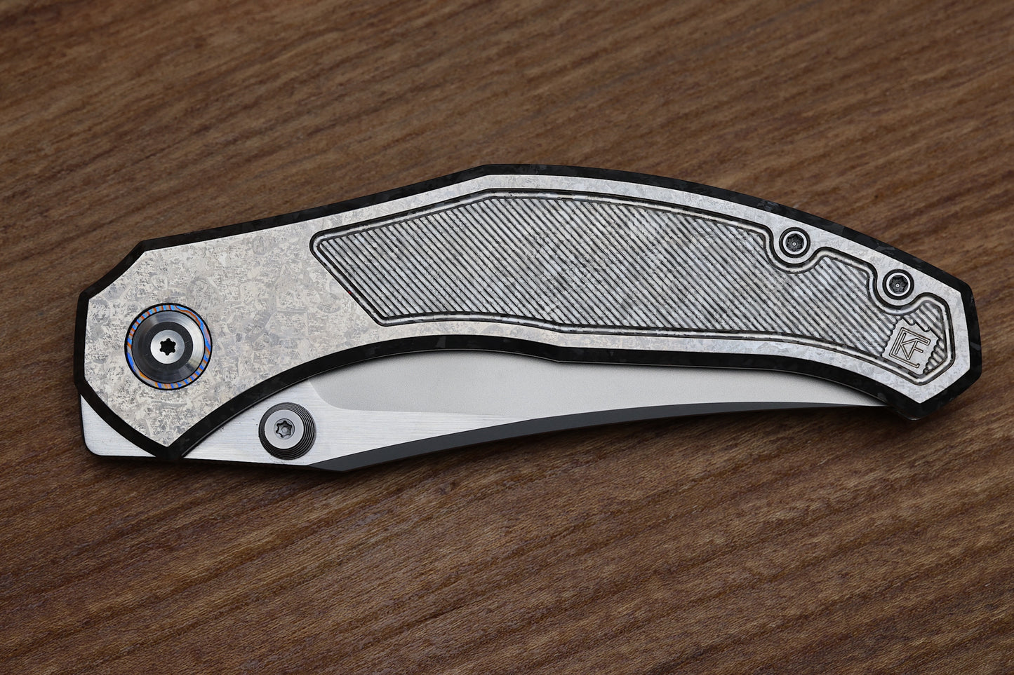 CUSTOM KNIFE FACTORY BLAVA MILLED CRYSTAL TITANIUM & CKF WASH M398