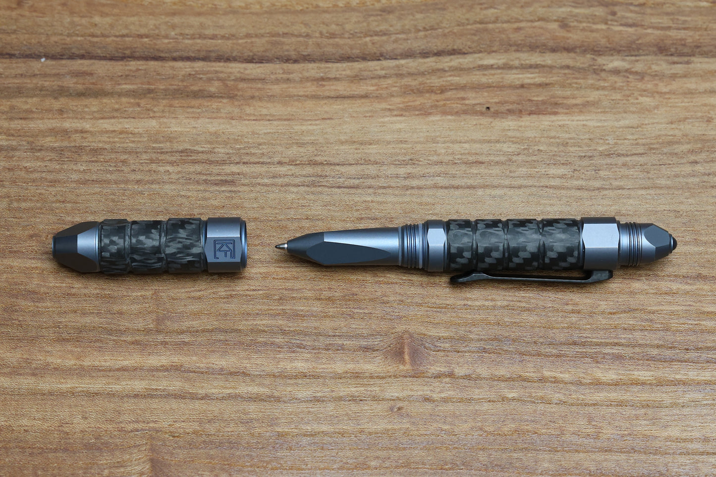 CUSTOM KNIFE FACTORY TOOL PEN BULAVVA-2 BLUE ANO TITANIUM W/ CARBON FIBER & WIHA BITS