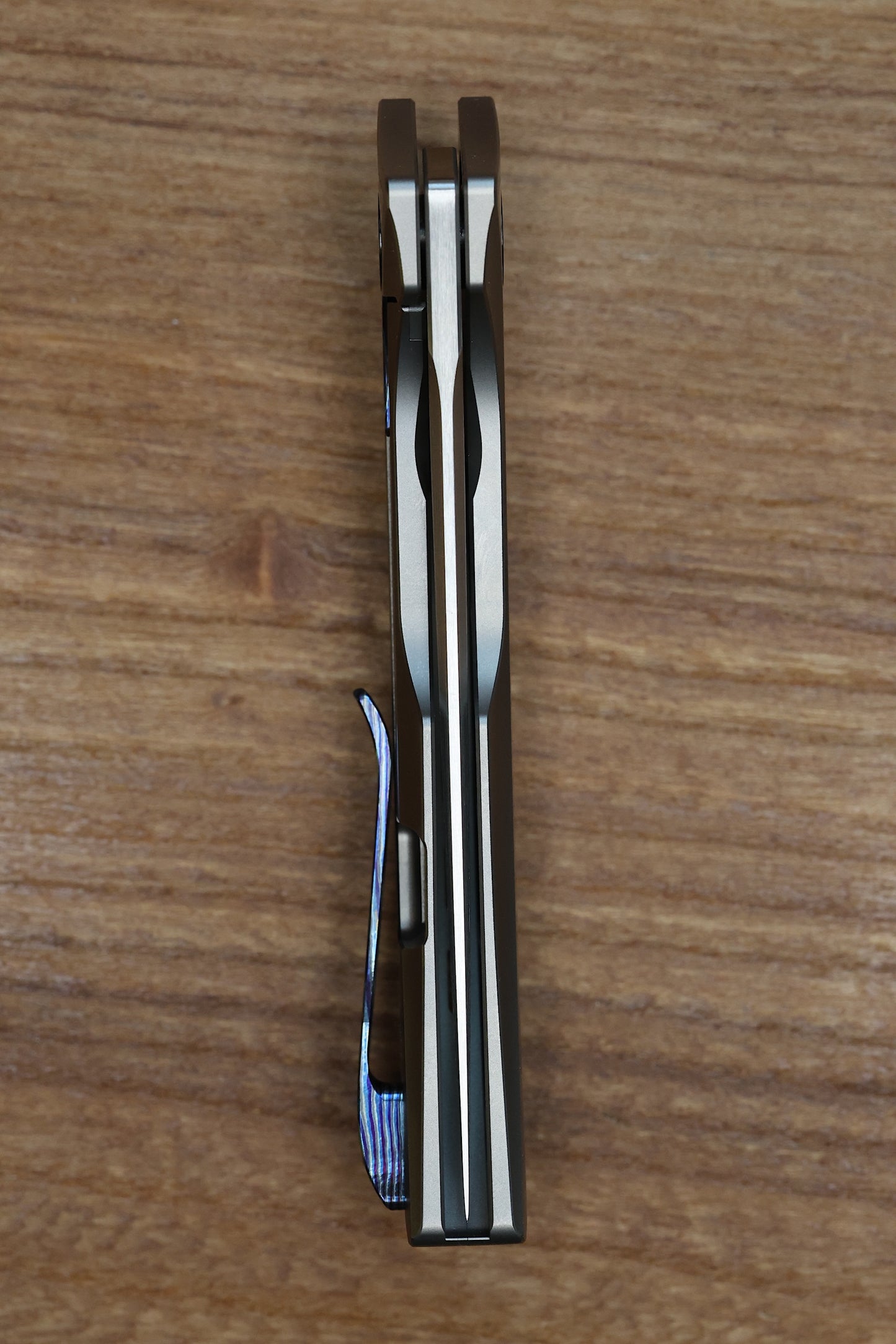 REATE KNIVES VELOCITY TASHI BHARUCHA BEAD BLAST TITANIUM HANDLES W/ ZIRCUTI INLAYS & HAND SATIN ELMAX