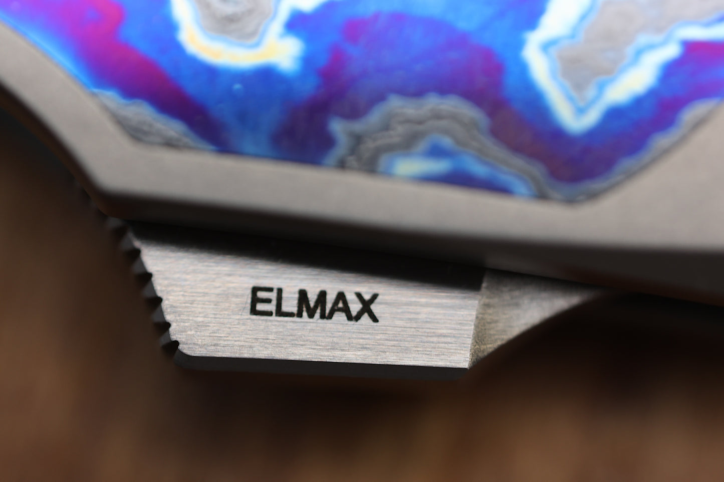 REATE KNIVES VELOCITY TASHI BHARUCHA BEAD BLAST TITANIUM HANDLES W/ ZIRCUTI INLAYS & HAND SATIN ELMAX