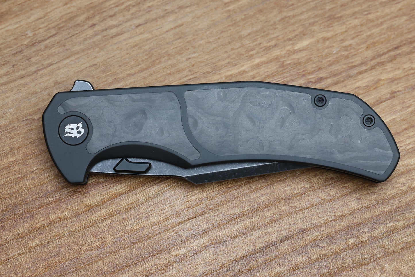 MECHFORCE HELLRAISER BLACK TI HANDLE W/ CARBON FIBER INLAYS & BLACKWASH VANAX SUPERCLEAN