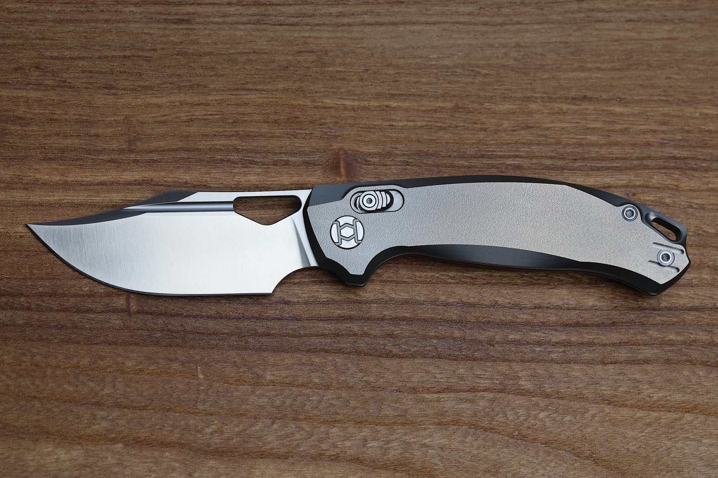 KUNWU KNIVES DJANGO ORANGE PEEL TITANIUM HANDLES & SATIN ELMAX 707-T2