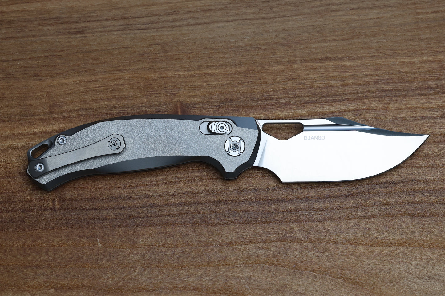 KUNWU KNIVES DJANGO ORANGE PEEL TITANIUM HANDLES & SATIN ELMAX 707-T2
