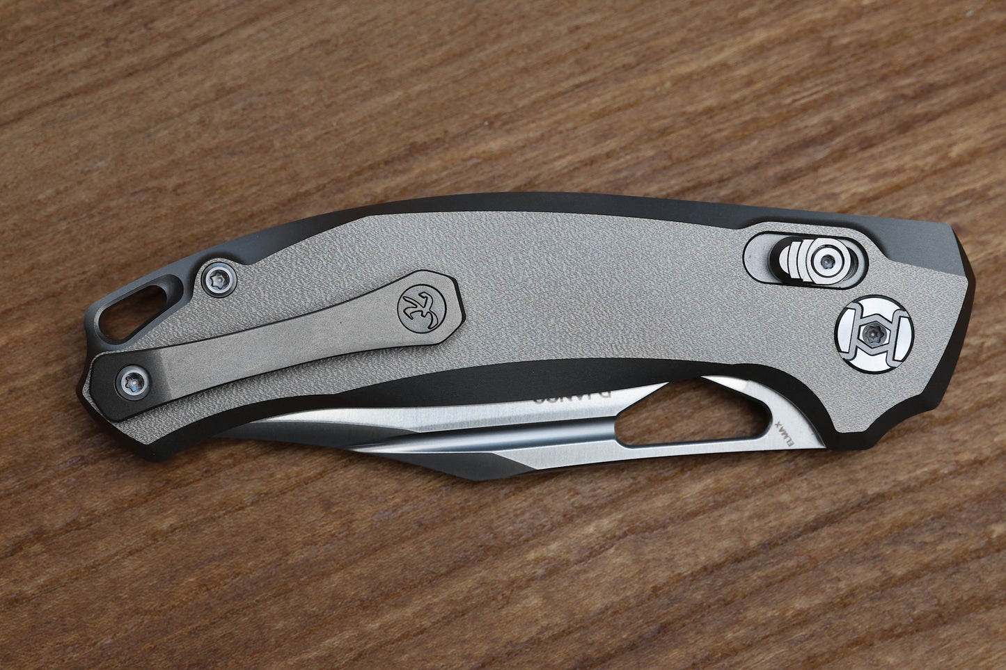 KUNWU KNIVES DJANGO ORANGE PEEL TITANIUM HANDLES & SATIN ELMAX 707-T2