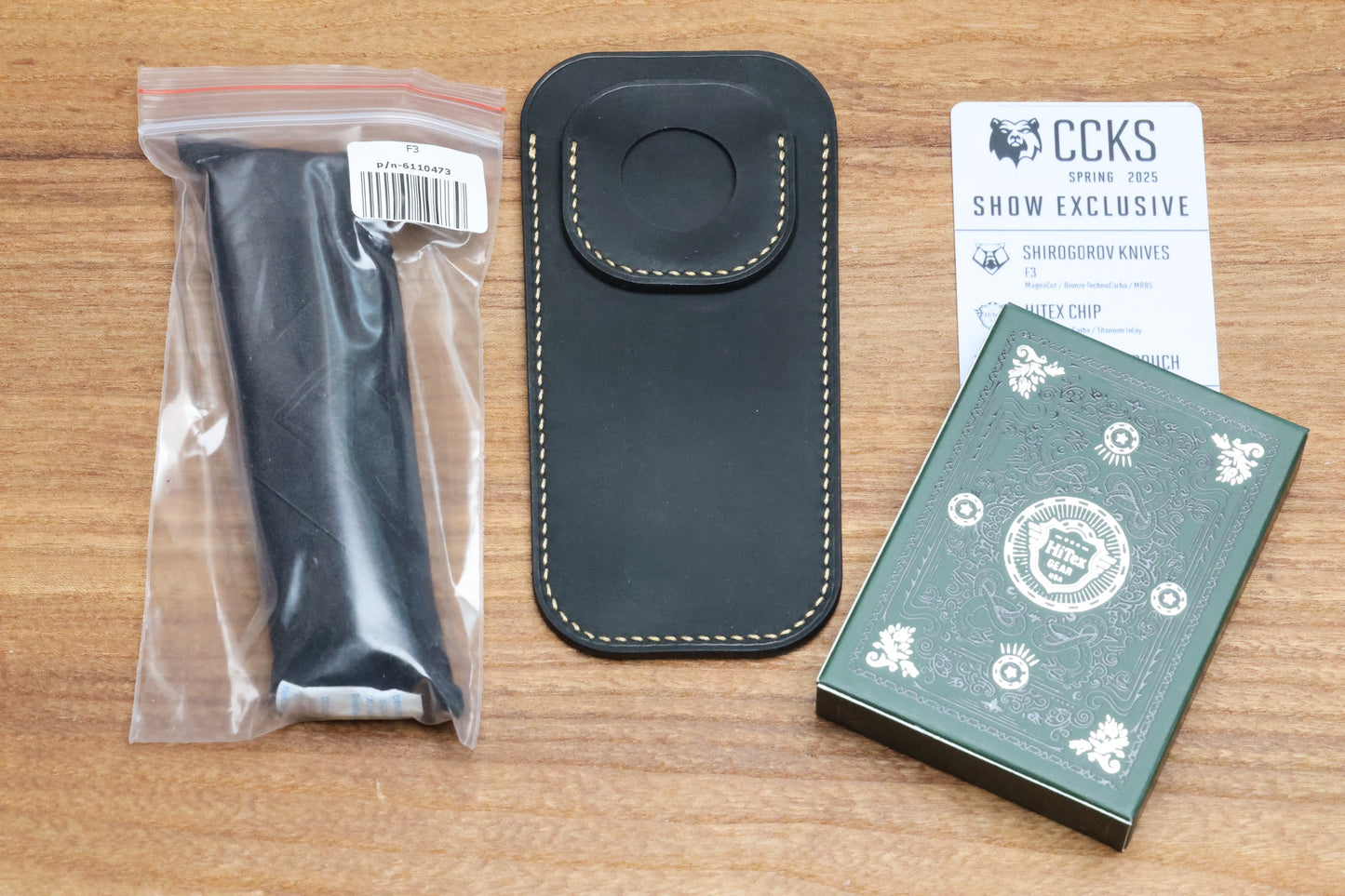 SHIROGOROV F3 MAGNACUT- CCKS SPRING 2025 SHOW EXCLUSIVE SET - HITEX GEAR POKER CHIP - COVA LEATHER POUCH