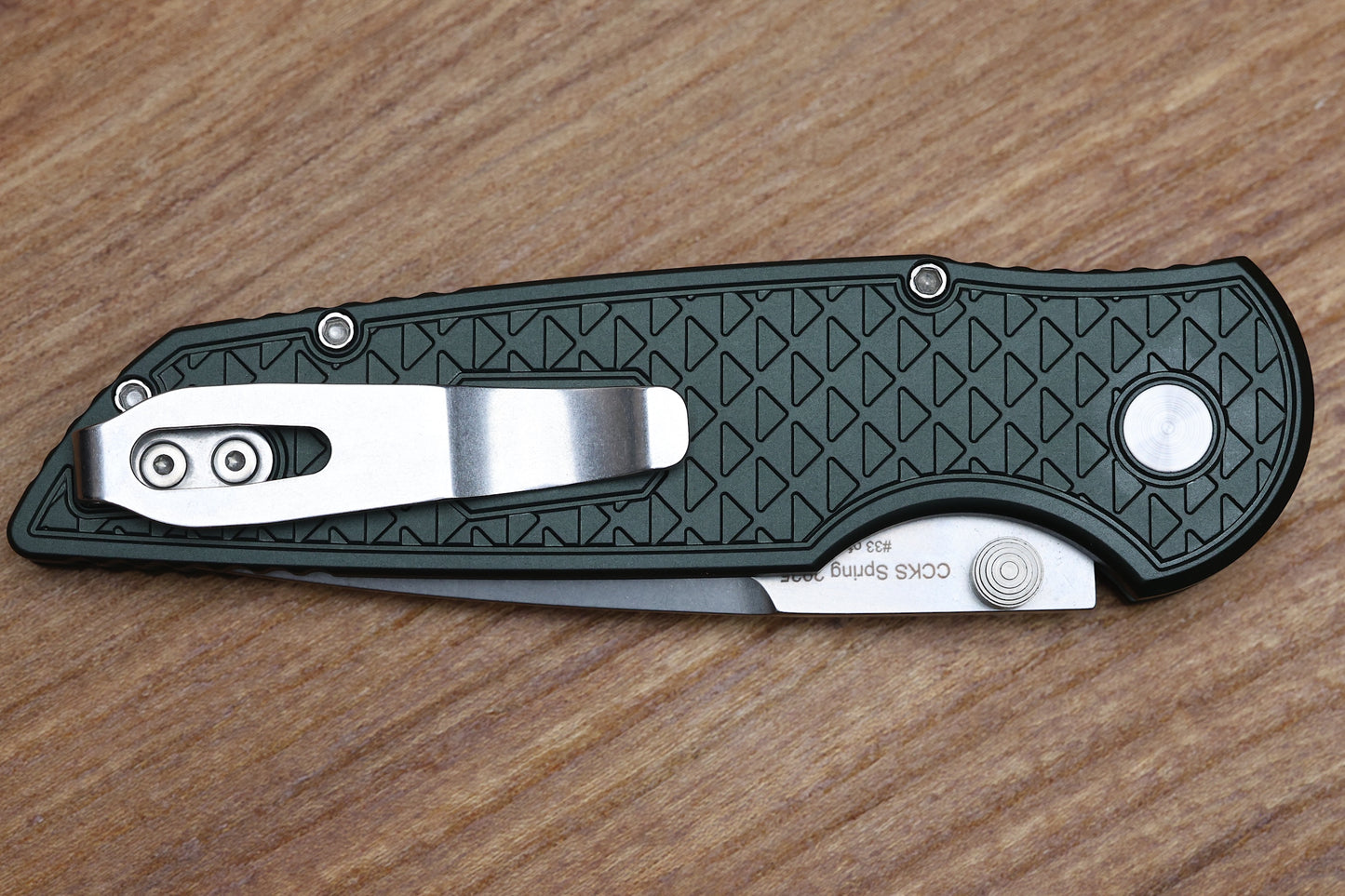 PRO-TECH TR-3 INTEGRITY BUTTON LOCK RELIC TEXTURED GREEN HANDLE STONEWASH BLADE - 2025 CCKS SPRING