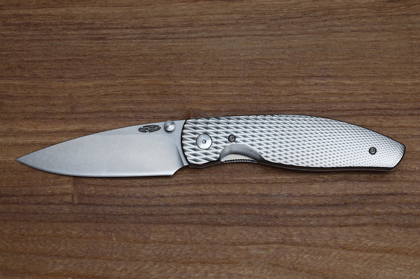 THREE RIVERS MANUFACTURING ATOM FOLDING KNIFE DIAMOND TEXTURE TITANIUM 3.5" DROP POINT