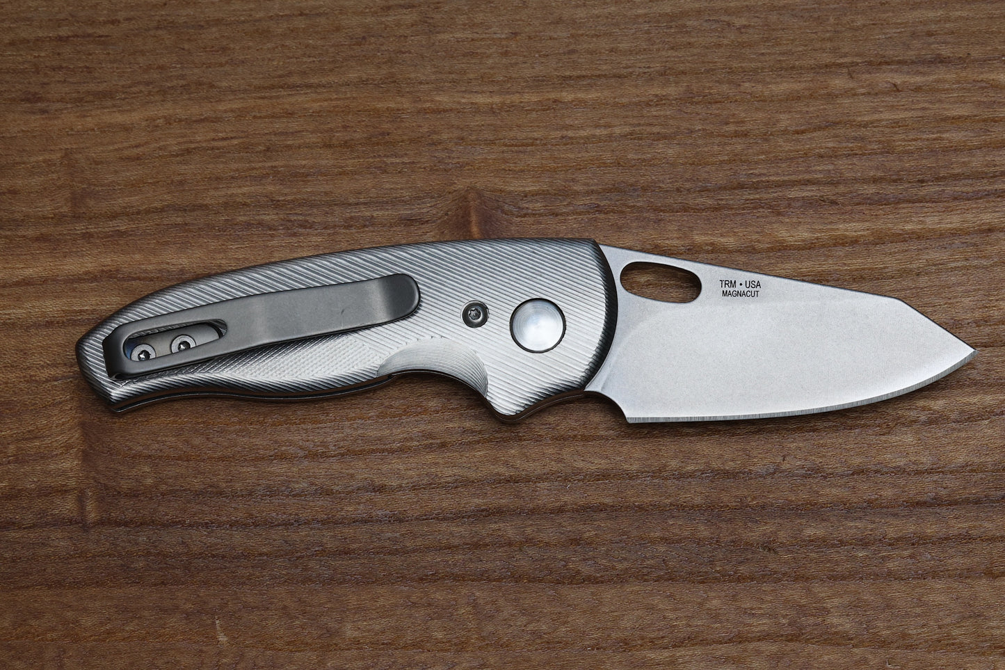 THREE RIVERS MANUFACTURING NERD FOLDING KNIFE CONTOURED TITANIUM 2.2" MAGNACUT STONEWASH