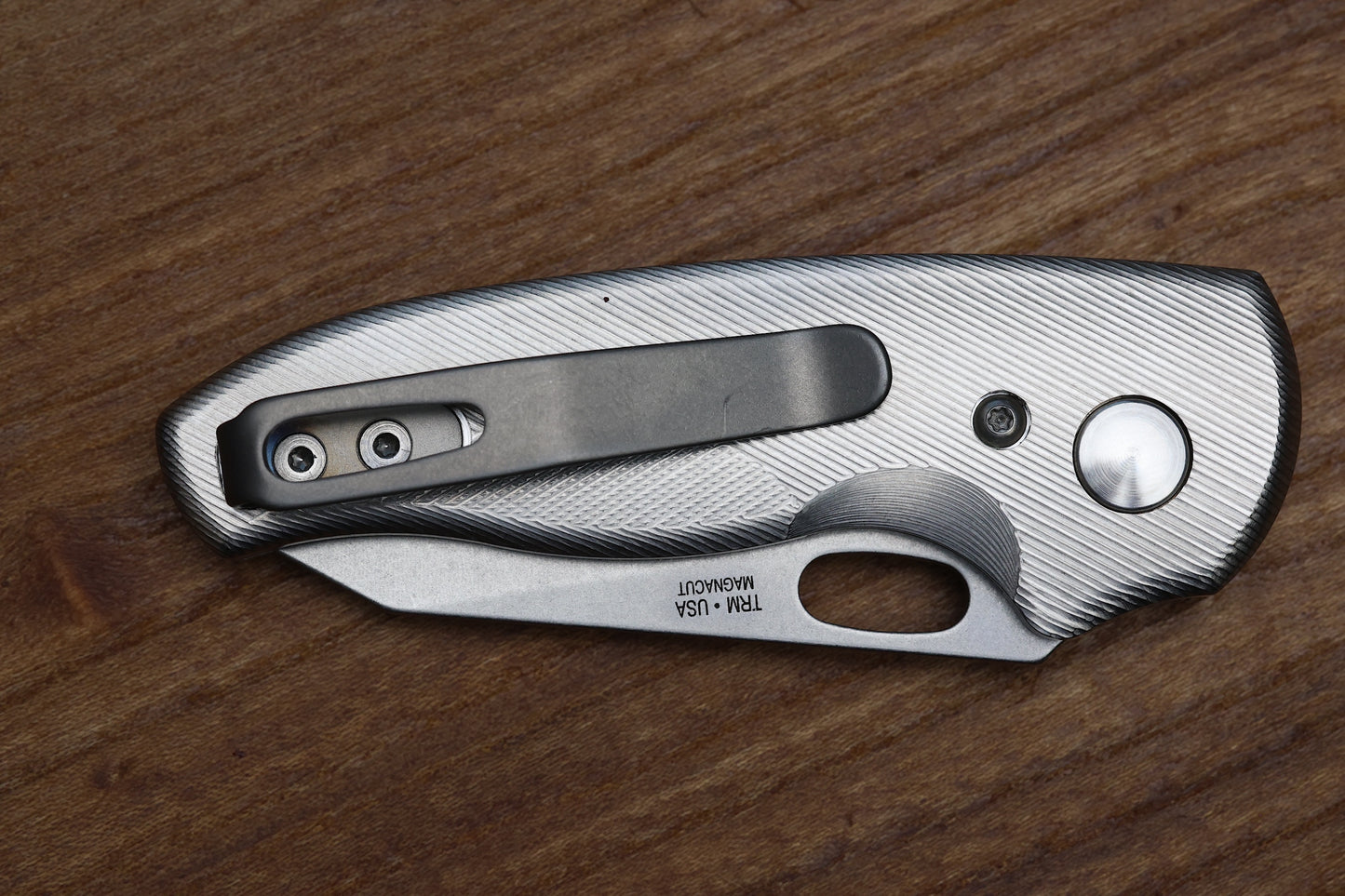 THREE RIVERS MANUFACTURING NERD FOLDING KNIFE CONTOURED TITANIUM 2.2" MAGNACUT STONEWASH