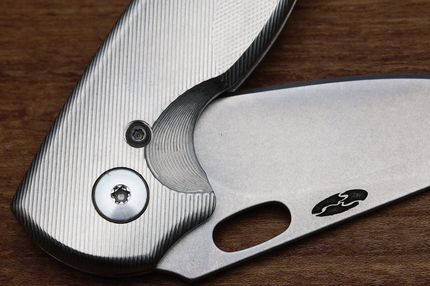 THREE RIVERS MANUFACTURING NERD FOLDING KNIFE CONTOURED TITANIUM 2.2" MAGNACUT STONEWASH