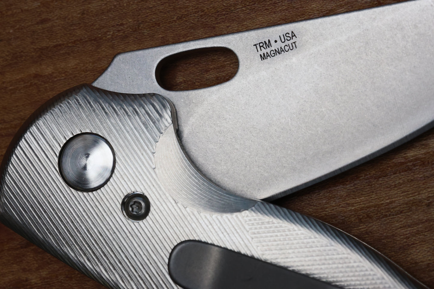 THREE RIVERS MANUFACTURING NERD FOLDING KNIFE CONTOURED TITANIUM 2.2" MAGNACUT STONEWASH