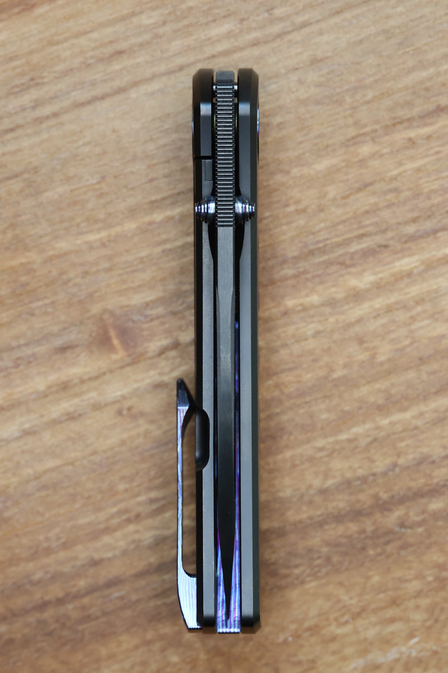 YAN’S CHEVRON- DLC MAGNACUT TITANIUM FRONT FLIPPER WITH ZIRCUTI INLAY THUMB STUD
