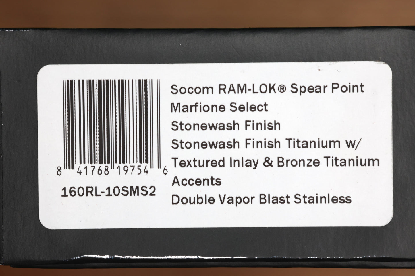 MICROTECH MARFIONE SELECT SOCOM RAM-LOK SPEAR POINT STONEWASH TITANIUM TEXTURED INLAY W/ BRONZE TI ACCENT 160RL-10SMS2