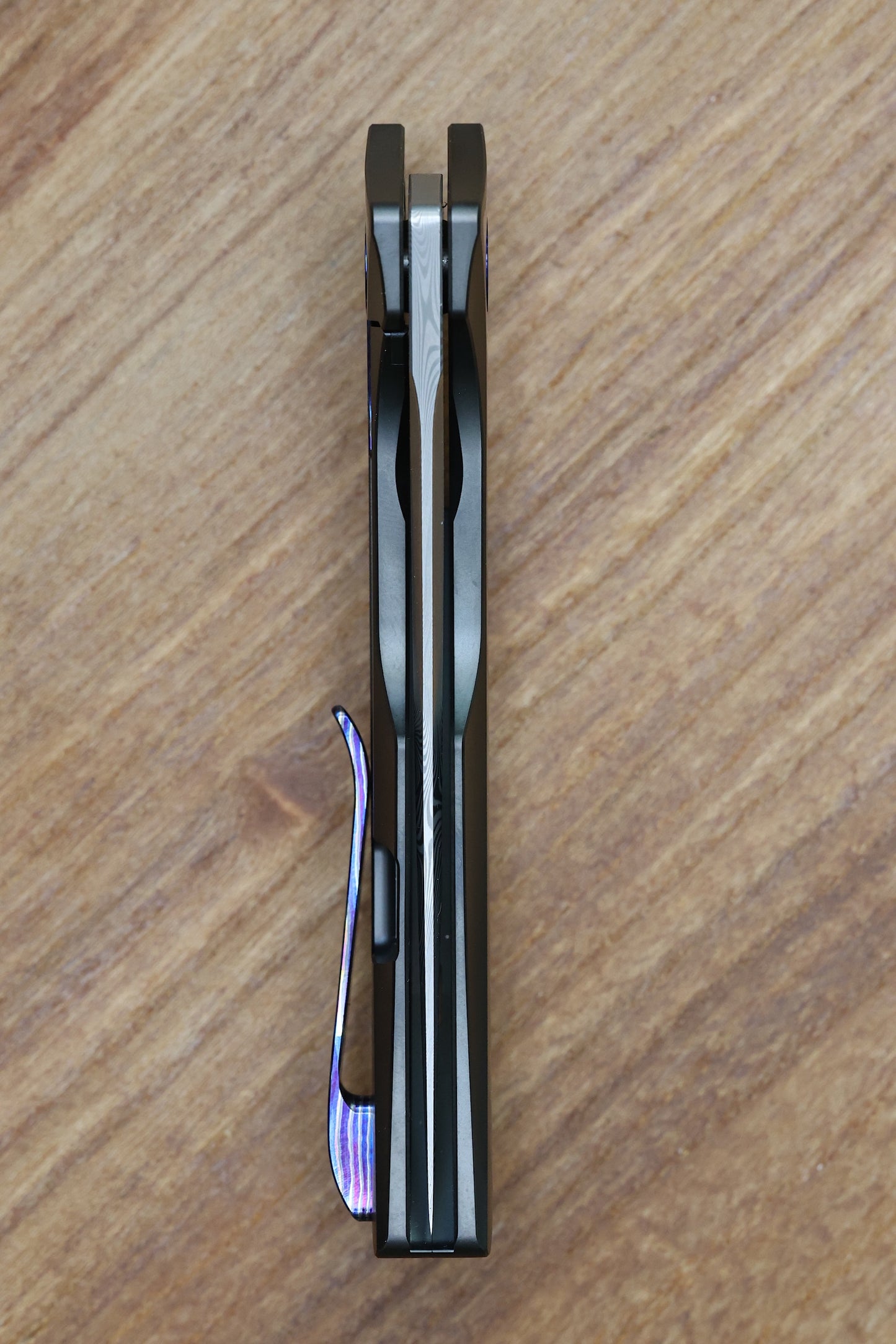 REATE KNIVES VELOCITY TASHI BHARUCHA TITANIUM DLC HANDLE W/ZIRCUTI INLAYS & TWIST DAMASTEEL