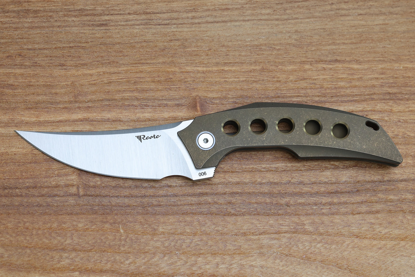 REATE KNIVES VELOCITY TASHI BHARUCHA BRONZE TITANIUM HANDLES & ELMAX