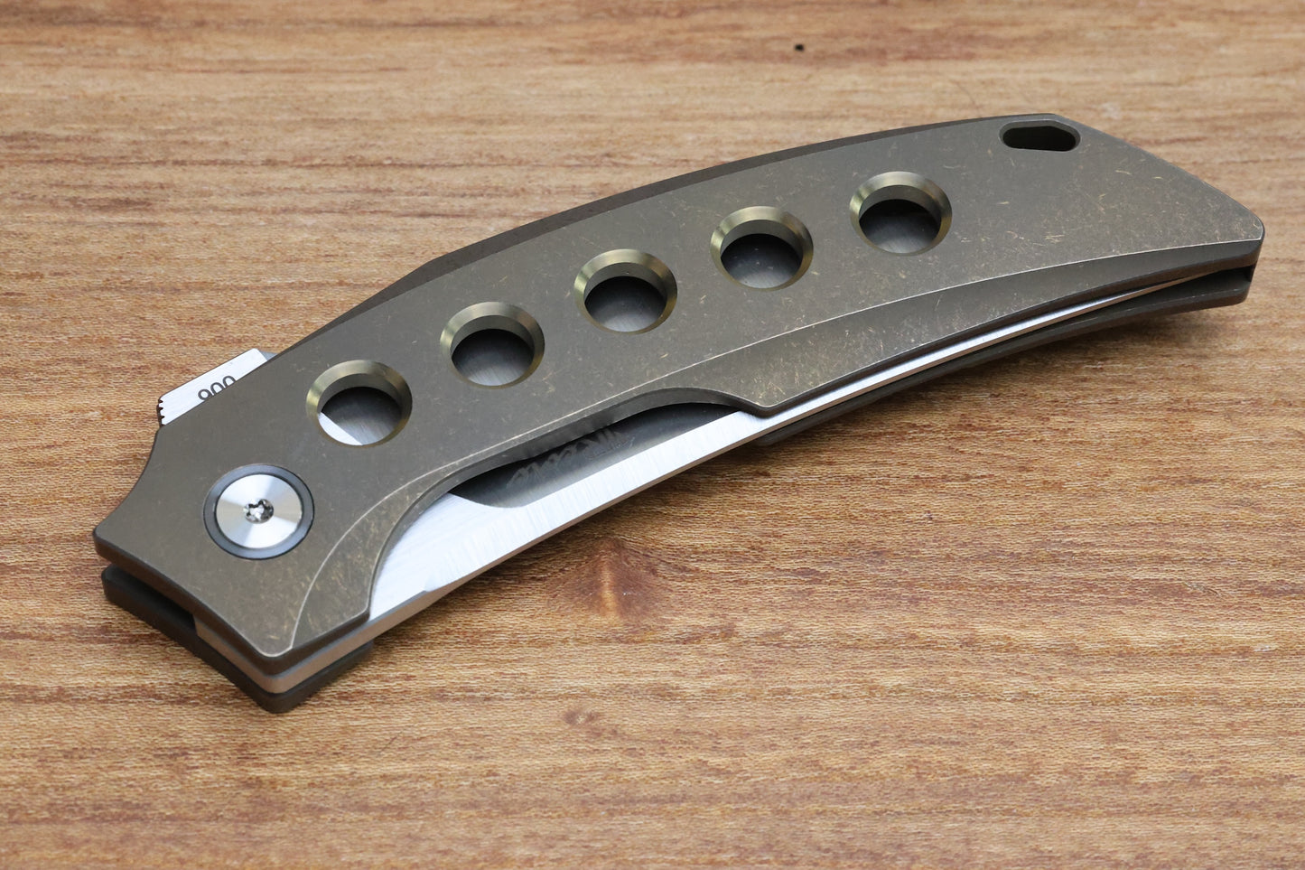 REATE KNIVES VELOCITY TASHI BHARUCHA BRONZE TITANIUM HANDLES & ELMAX