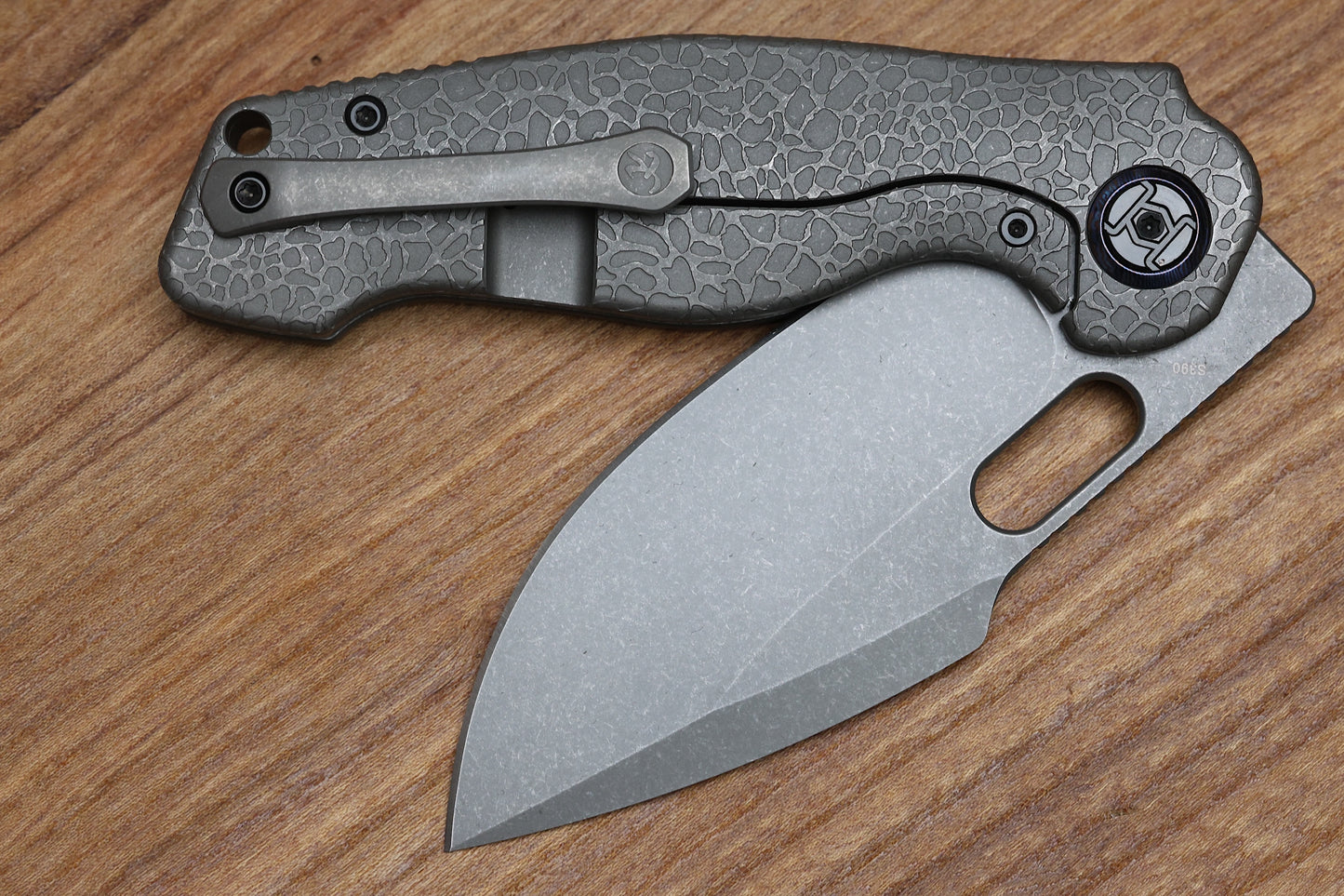 KUNWU GRINGO HONEYDEW STONEWASH TITANIUM HANDLE S390 BLADE