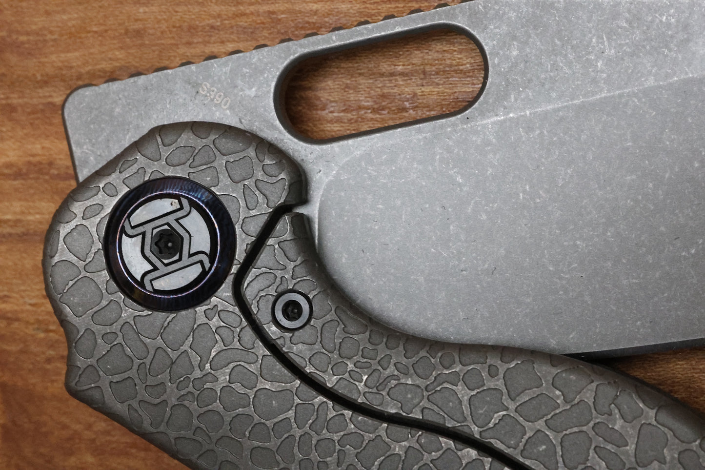 KUNWU GRINGO HONEYDEW STONEWASH TITANIUM HANDLE S390 BLADE