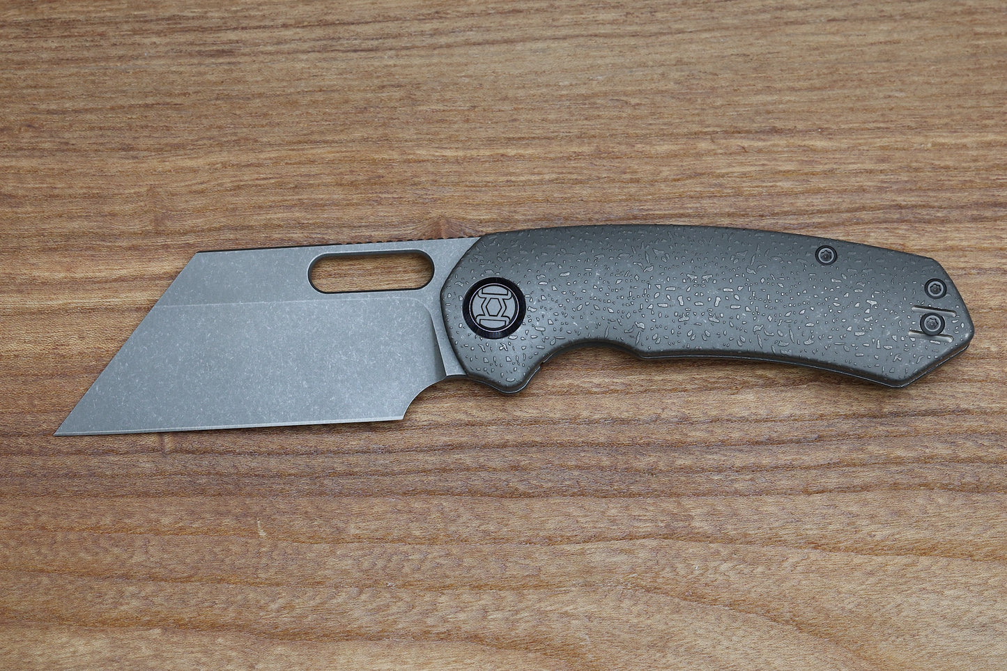 KUNWU KNIVES PRIMO RAINDROP STONEWASH TITANIUM HANDLE VANCRON PLAIN EDGE STONEWASH