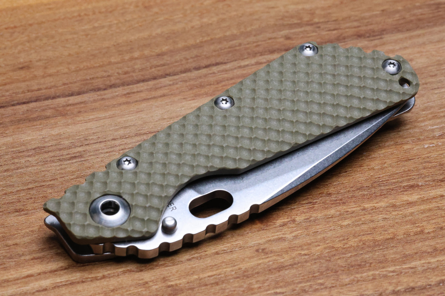STRIDER KNIVES SMF DGG - TITANIUM/OD GREEN G10 HANDLE - DROP POINT MAGNACUT BLADE